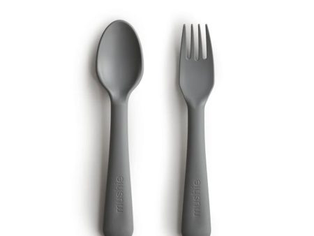 mushie Dinnerware Fork and Spoon Set - Smoke Online Sale