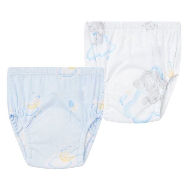 Purcotton Training Pants 2 in a Pack - Elephant (White) & Moonlit Clouds (Blue) For Cheap