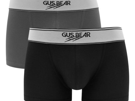 [Bundle of 2] GUS BEAR Cotton Trunks (2-pc pack) - Black Grey For Cheap