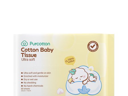 Purcotton Cotton Baby Tissue Ultra Soft 20cm x 15cm 80 sheets Cheap