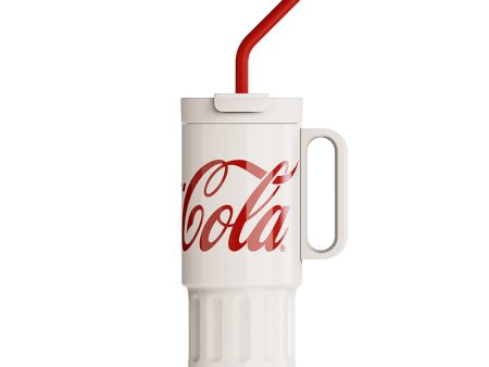 GERM x Coca Cola Jumbo Travel Mug with Handle 1200ml - White Cheap