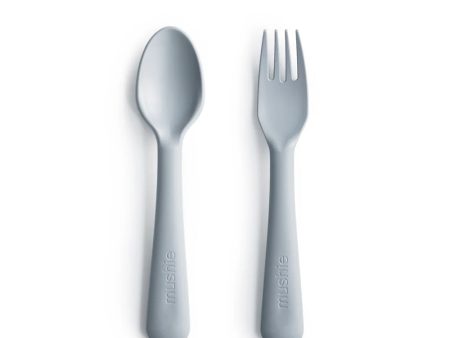 mushie Dinnerware Fork and Spoon Set - Cloud Online now