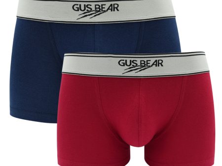 [Bundle of 2] GUS BEAR Cotton Trunks (2-pc pack) - Navy Red For Sale