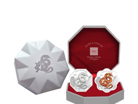 [The Singapore Mint] 2025 Singapore Lunar Snake 999 Fine Silver Proof 2-Coin Set (R011) by MAS Supply