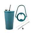 [Online Exclusive] Aura 600ml Stainless Steel Vacuum Insulated Tumbler with Straw & Holder Strap - Green Discount