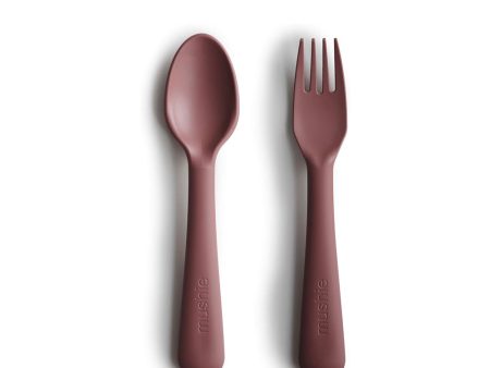 mushie Dinnerware Fork and Spoon Set - Mauve Fashion