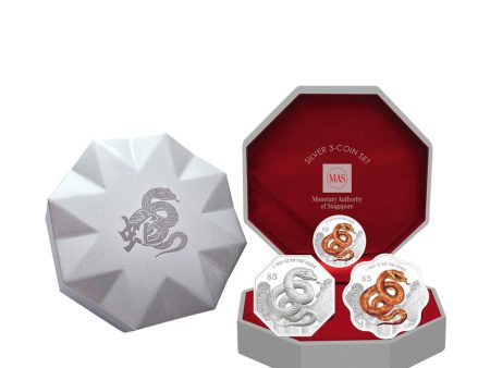 [The Singapore Mint] 2025 Singapore Lunar Snake 999 Fine Silver Proof 3-Coin Set (R012) by MAS Online