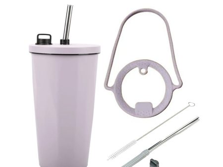 [Online Exclusive] Aura 600ml Stainless Steel Vacuum Insulated Tumbler with Straw & Holder Strap - Purple Online