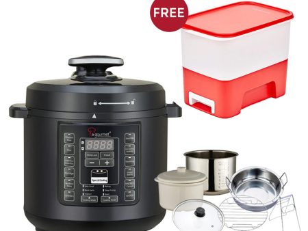 La gourmet 6L Healthy Pressure Cooker with FREE 6pcs Accessories Set (LGELPC361806) + 5kg Tupperware Rice Smart Junior Online now