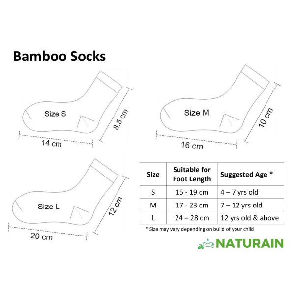 Naturain Bamboo Fibre School Socks - 3 Pairs Online