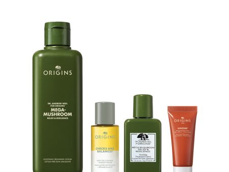 ORIGINS DR WEIL Mega-Mushroom Relief & Resilience Soothing Treatment Lotion 200ml + 3-pc Gift Discount