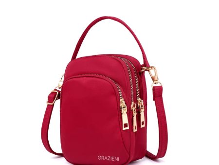 GRAZIENI Nylon Crossbody Sling Bag - Red For Cheap