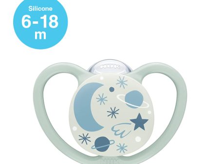 NUK Space Night Silicone Soother Pacifier 1pc-box - 6-18 months - Moon For Sale