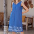 ISLE & ISLE Midi Dress with Embroidery Hem - Blue Cheap