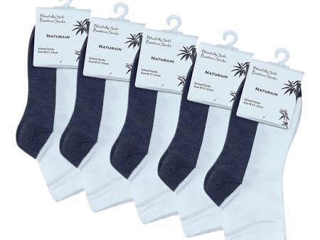 Naturain Bamboo Fibre School Socks - 5 Pairs on Sale