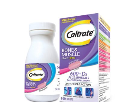 Caltrate Bone & Muscle 600+D3 Plus Mineral (3 in1 Triple Action 500IU Vitamin D3) 100 Tablets Discount