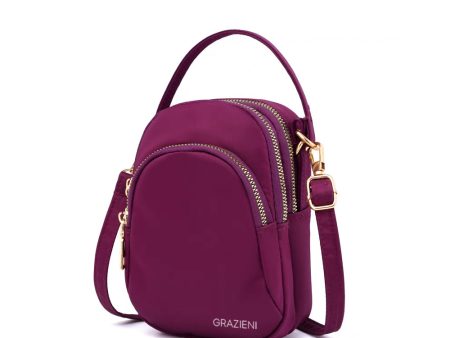 GRAZIENI Nylon Crossbody Sling Bag - Purple Online Hot Sale