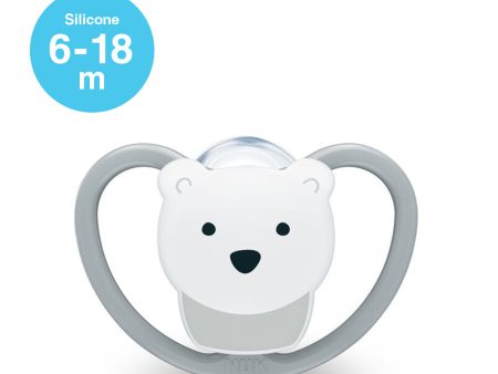 NUK Space Silicone Soother Pacifier 1pc box - 0-6 Months - White Bear Online Hot Sale