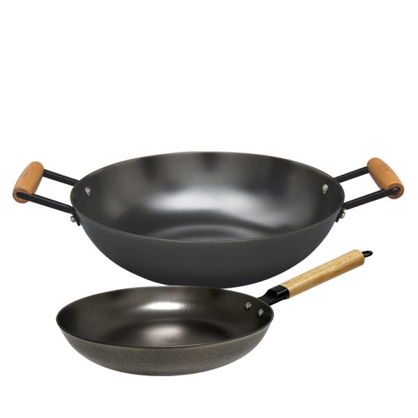 La gourmet Nitrigan Cast-Iron 20cm Frypan + 32cm Open Wok (LGMCWCI-367488+347688) Supply