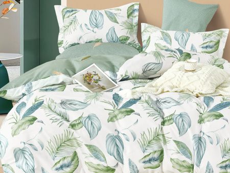 KINGSFORD Placid Bedset 1500TC 100% Cotton Sateen (Single Super Single Queen King) - Green Leaves Online Sale