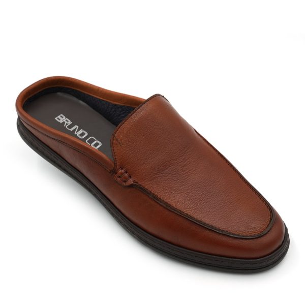 BRUNO CO. Leather Men s Mules Shoes (Brown) For Sale