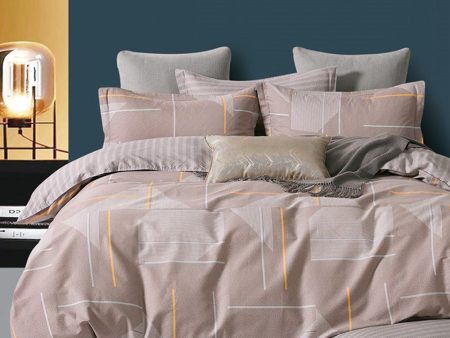 KINGSFORD Placid Bedset 1500TC 100% Cotton Sateen (Single Super Single Queen King) - Natural Lines on Sale