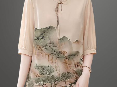 Cotton Amour New Chinese Style Silk Blouse - Beige Sale