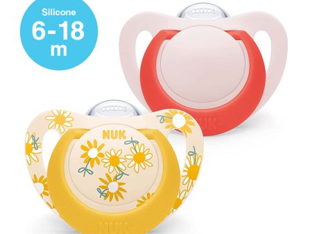 NUK Star Day Latex Soother Pacifier 2pcs-box - 6-18 months - Flower Hot on Sale