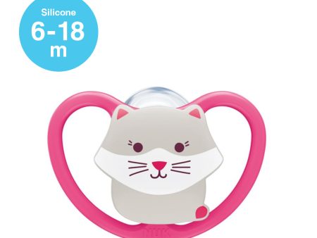 NUK Space Silicone Soother Pacifier 1pc-box - 6-18 Months - Cat Dark Pink For Cheap