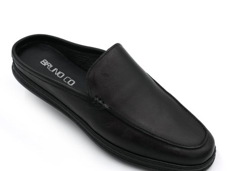 BRUNO CO. Leather Men s Mules Shoes (Black) For Sale