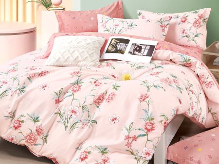 KINGSFORD Placid Bedset 1500TC 100% Cotton Sateen (Single Super Single Queen King) - Pink Flowers Sale