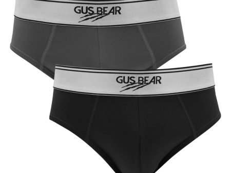 [Bundle of 2] GUS BEAR Microfiber Pro-fit Hipster Briefs (2-pc-pack) - Black grey Online