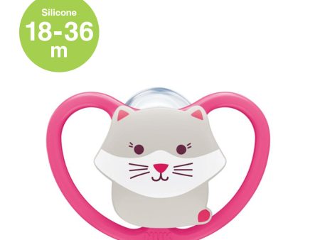 NUK Space Silicone Soother Pacifier 1pc-box - 18-36 months - Cat Dark Pink Online Hot Sale