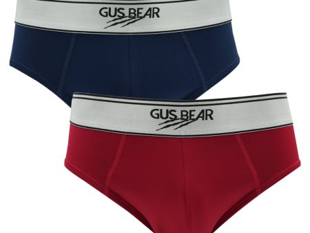 [Bundle of 2] GUS BEAR Microfiber Pro-fit Hipster Briefs (2-pc-pack) - Navy Red Online Hot Sale