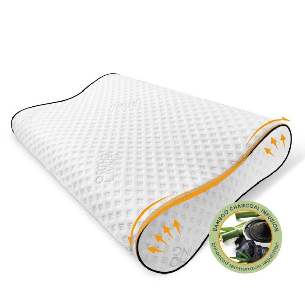 Ortho Living Bamboo Charcoal Double Contour Memory Pillow For Discount