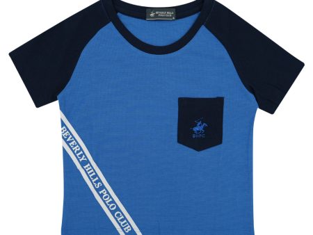 Beverly Hills Polo Club Boys  Round Neck Tee - Blue (BHPC-2190) on Sale