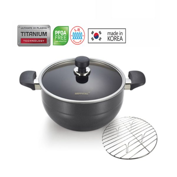 HAPPYCALL I.H Plasma Titanium 28cm Party Wok with Insert and Lid Online Sale