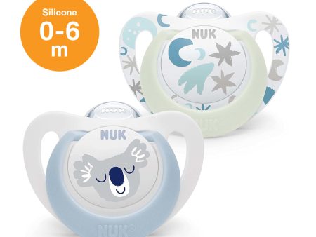 NUK Star Day & Night Silicone Soother Pacifier 2pcs-box - 0-6 months - Blue Koala on Sale