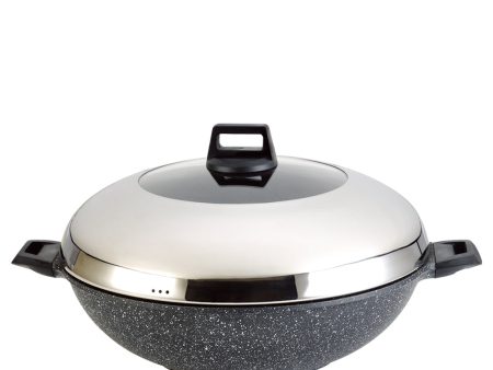 La gourmet 40 cm Shogun Senji Marble Wok with Lid For Sale