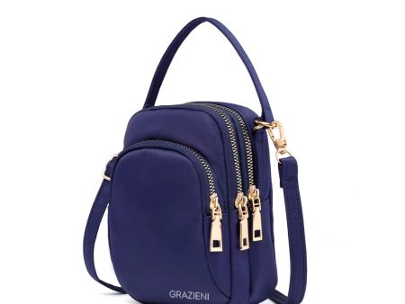 GRAZIENI Nylon Crossbody Sling Bag - Blue Online now