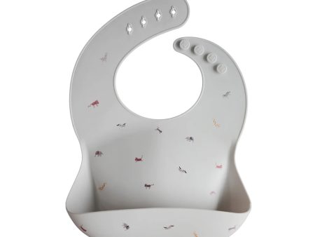 mushie Silicone Bib - Safari Light Gray Discount